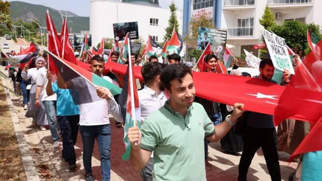 Alaaddin Keykubat Üniversitesi öğrencileri Gazze için yürüdü