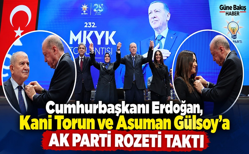 Cumhurbaşkanı Erdoğan, Kani Torun ve Asuman Gülsoy’a AK Parti Rozeti Taktı 