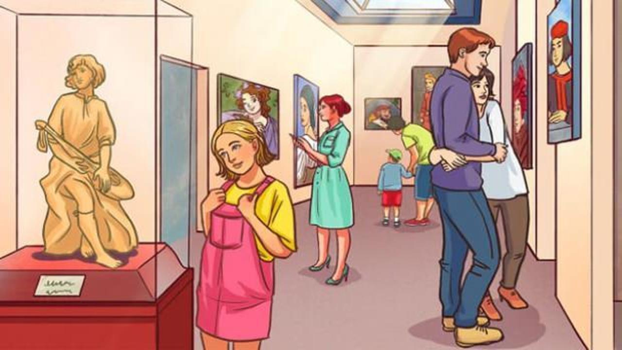 10 saniyede gözlem yeteneğinizi test edin! Sanat galerisinde kaç kişi var, doğru bilebilir misin?