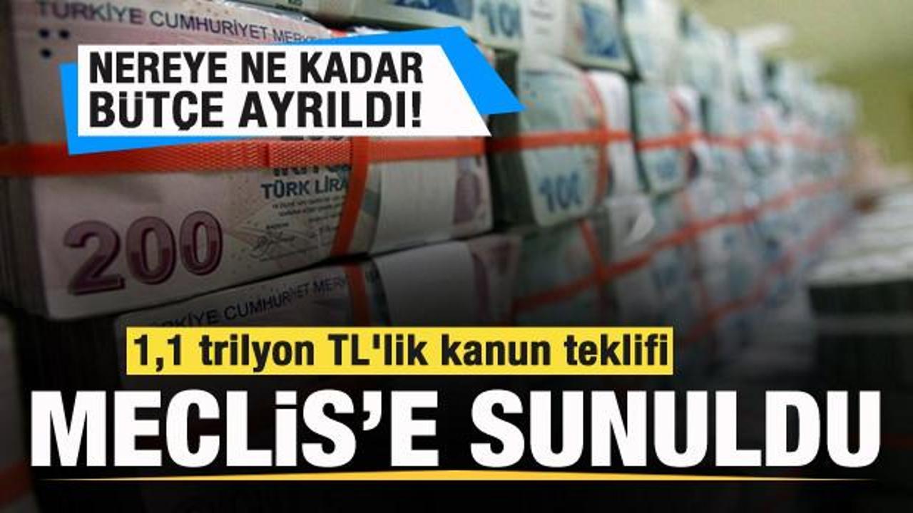 1,1 trilyon TL'lik kanun teklifi! Nereye ne kadar bütçe ayrıldı?