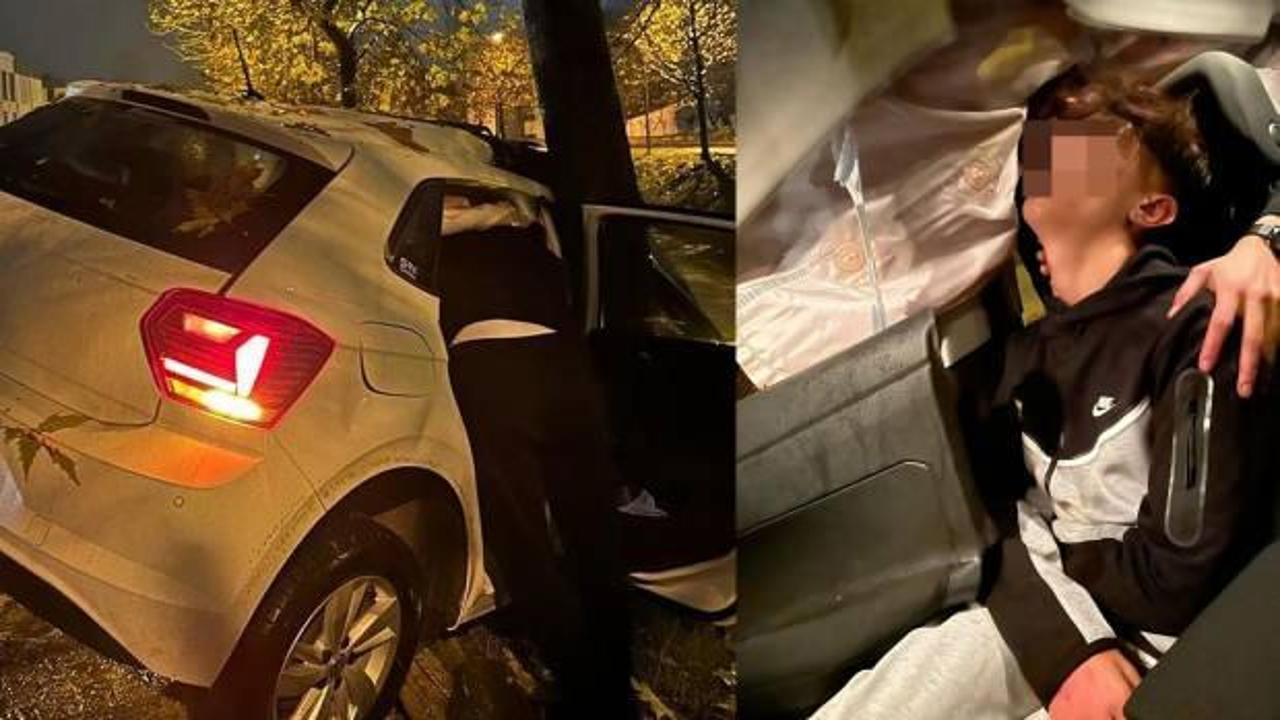 16 yaşındaki genç babasından habersiz otomobili kaçırdı, sonu hastanede bitti