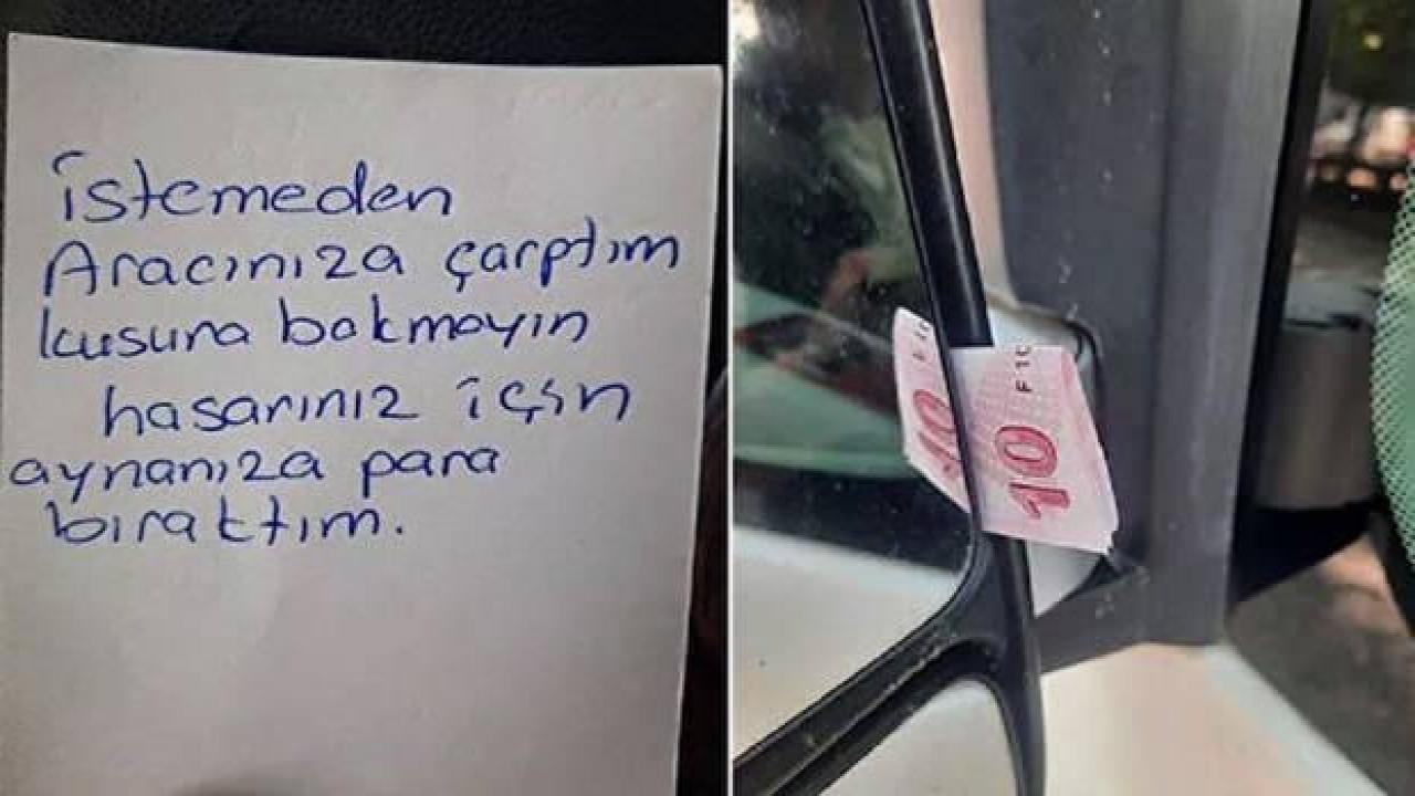 2 bin 300 liralık hasar için 10 lira bırakıp gitti