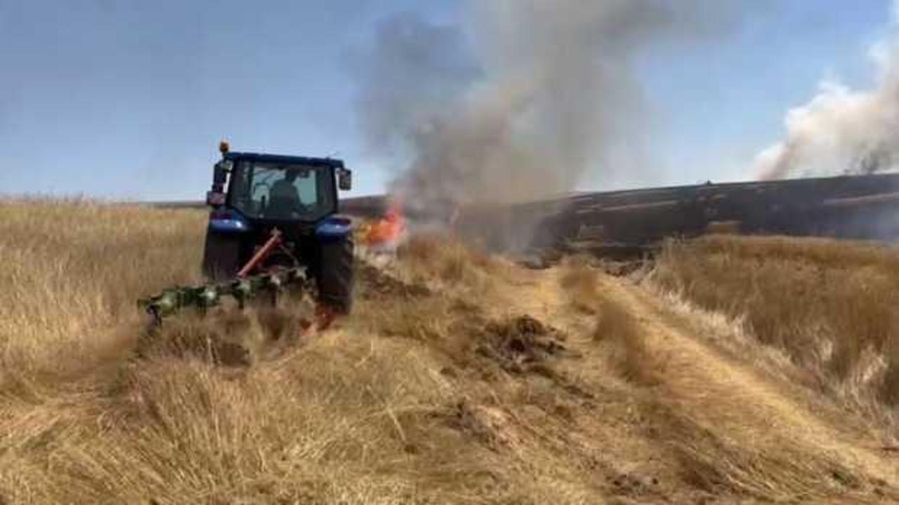 3 bin dönümlük buğday tarlası kül oldu
