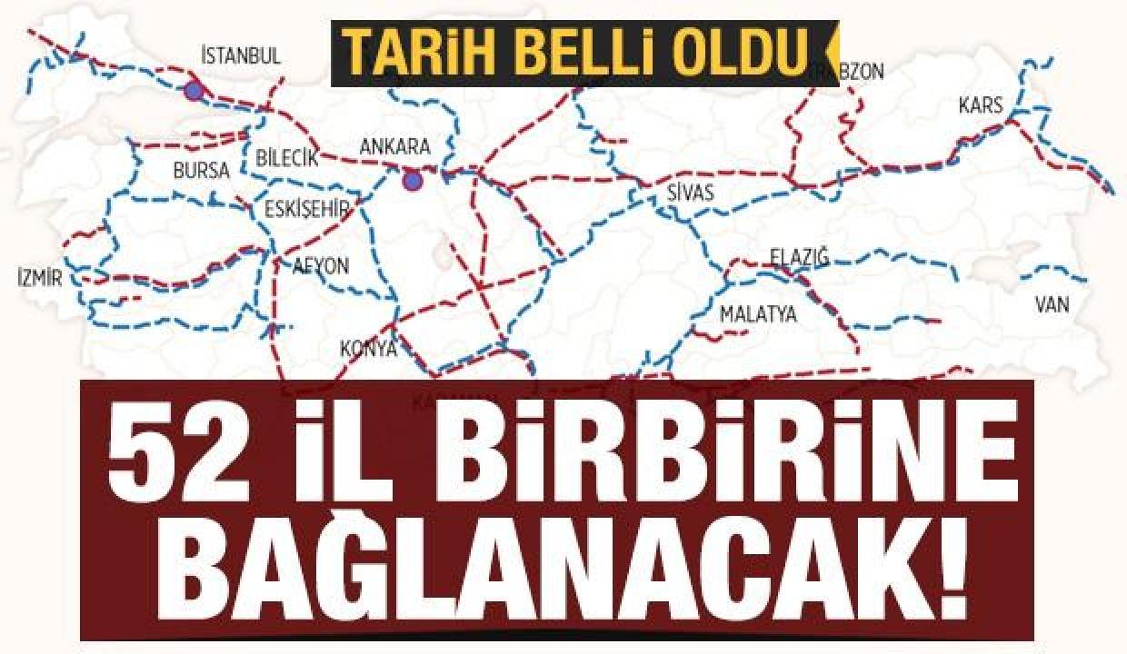 52 ili hızlı trenle birbirine bağlayacak