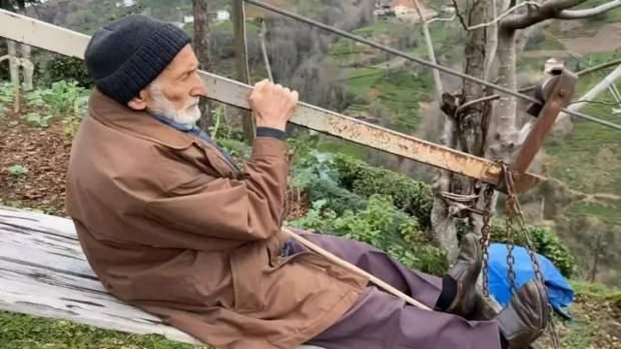 90 yaşındaki Rizeli Kasım Amca, evine 75 metre yüksekten geçen teleferik ile ulaşıyor
