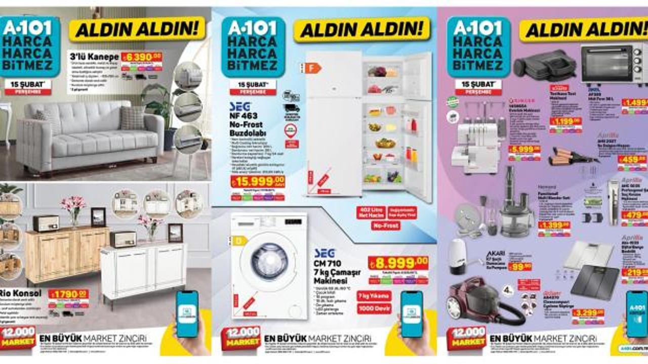A101 15 Şubat 2024 Aktüel Kataloğu Açıklandı! Çeyiz ürünleri, 3'lü kanepe, konsol, yolluk...