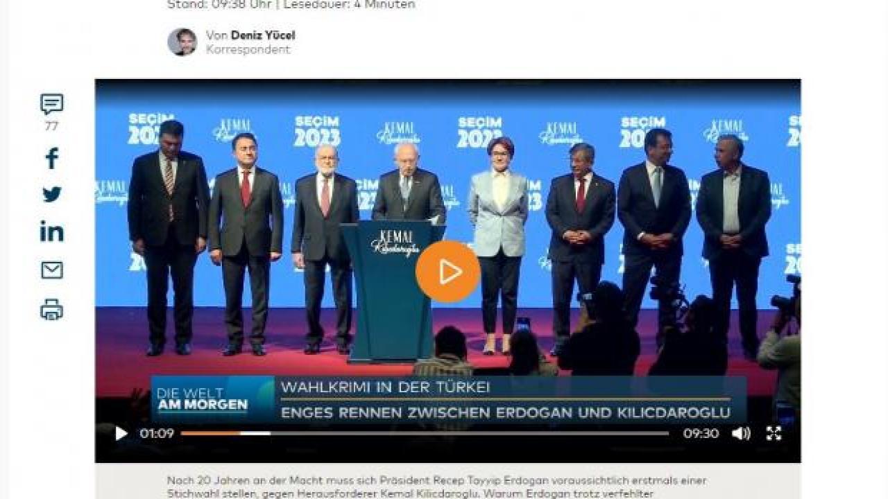 Alman Die Welt gazetesi yazarı Deniz Yücel: Erdoğan’ın başarısı şaşırtıcı