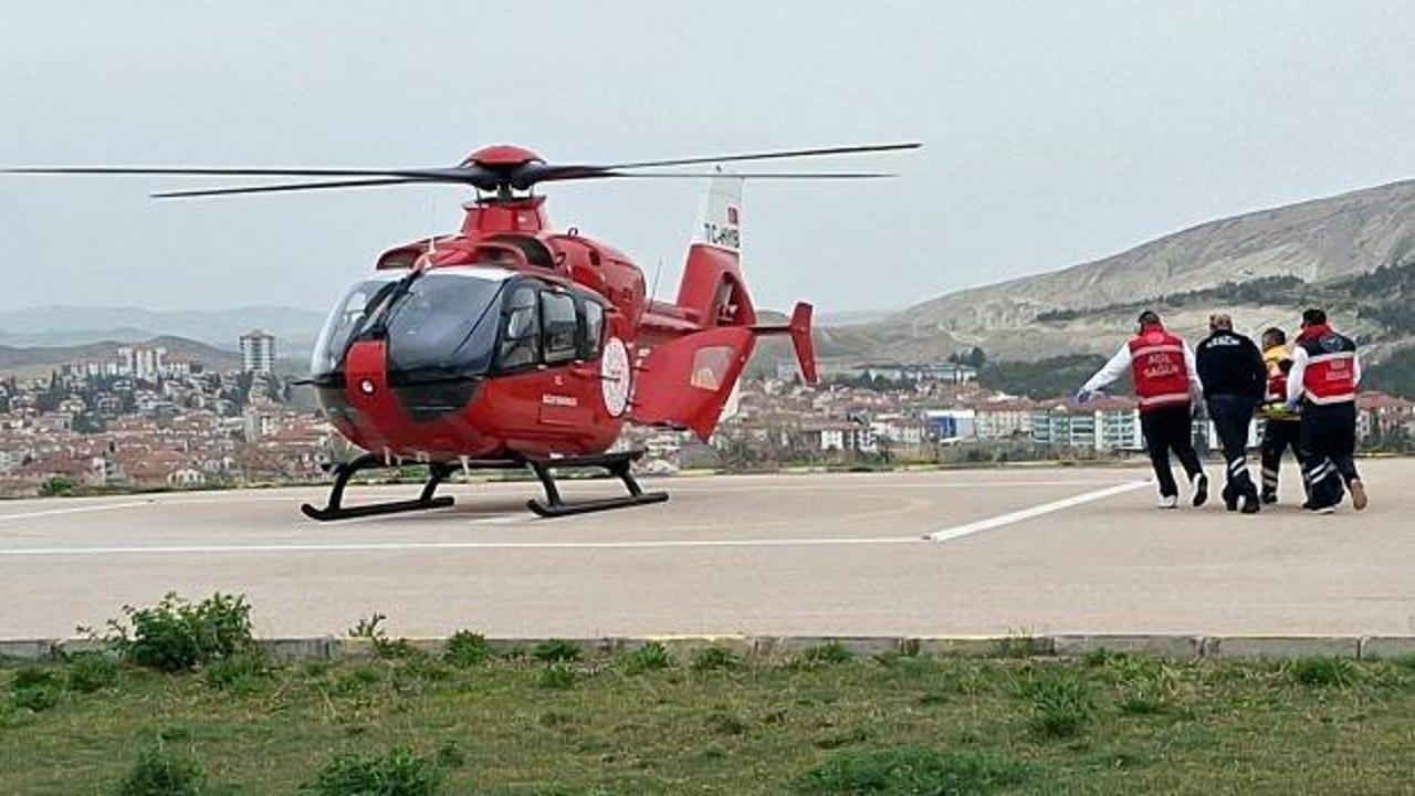 Ambulans helikopter Beypazarı'nda kalp krizi geçiren hasta için havalandı