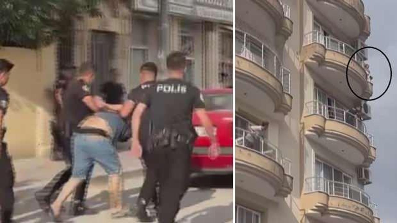 Annesini 5. katın balkonundan atmaya çalıştı! Korkunç anlar kamerada