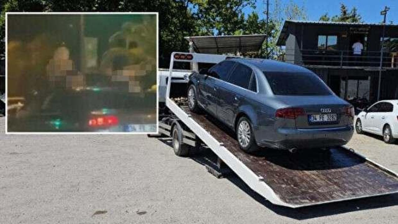 Araç üstündeki ahlaksızlığa ceza: Araç da trafikten men edildi