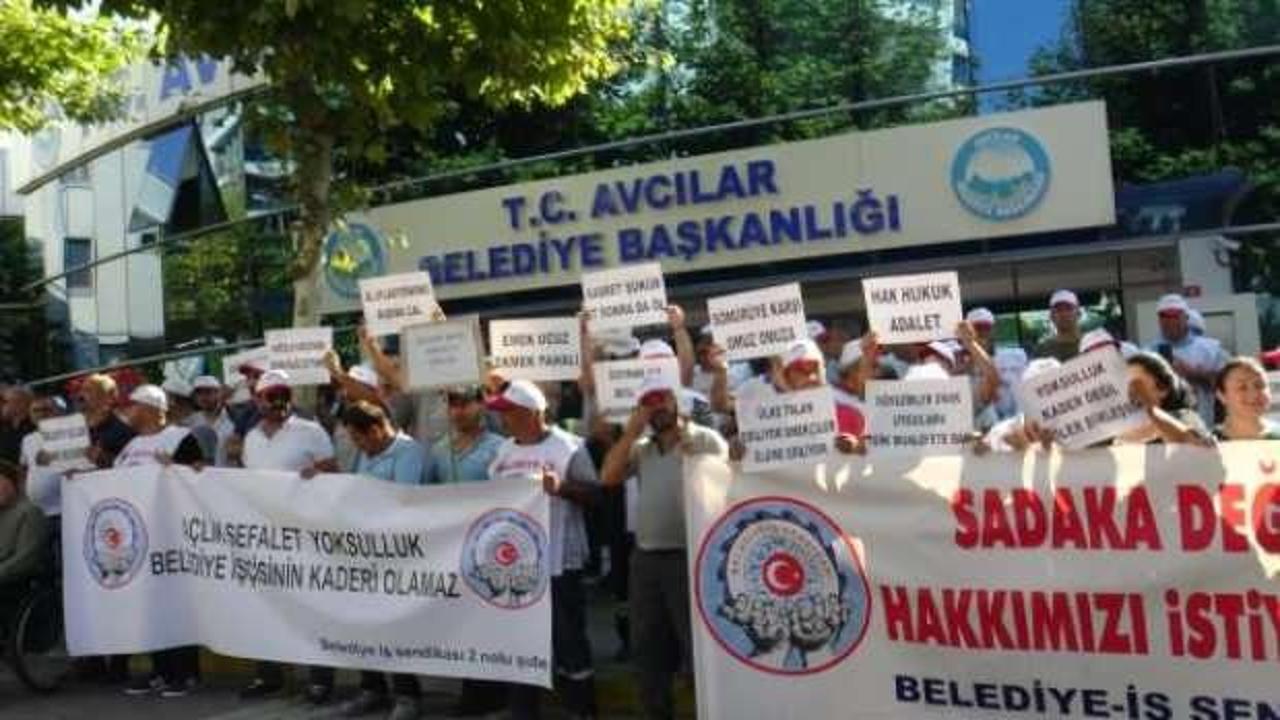 Avcılar Belediyesi önünde işçi eylemi