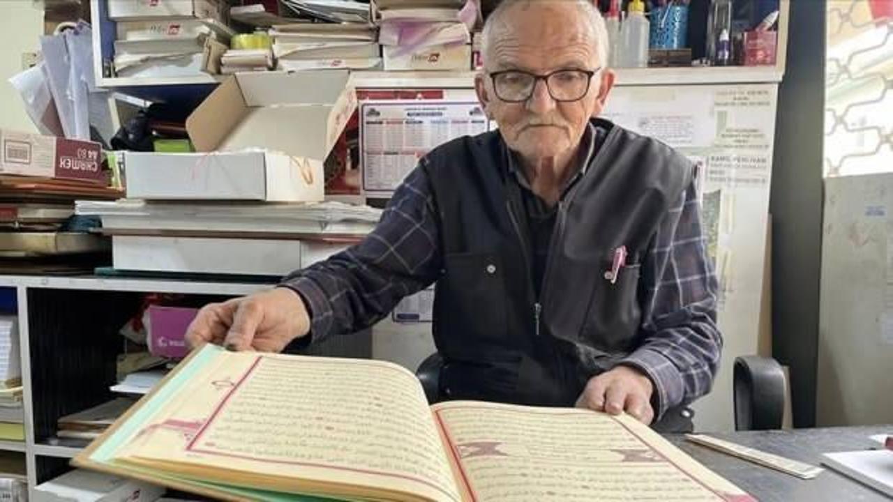 Babasının vasiyetini yerine getirmek için yıpranan Kur'an-ı Kerimleri onarıyor