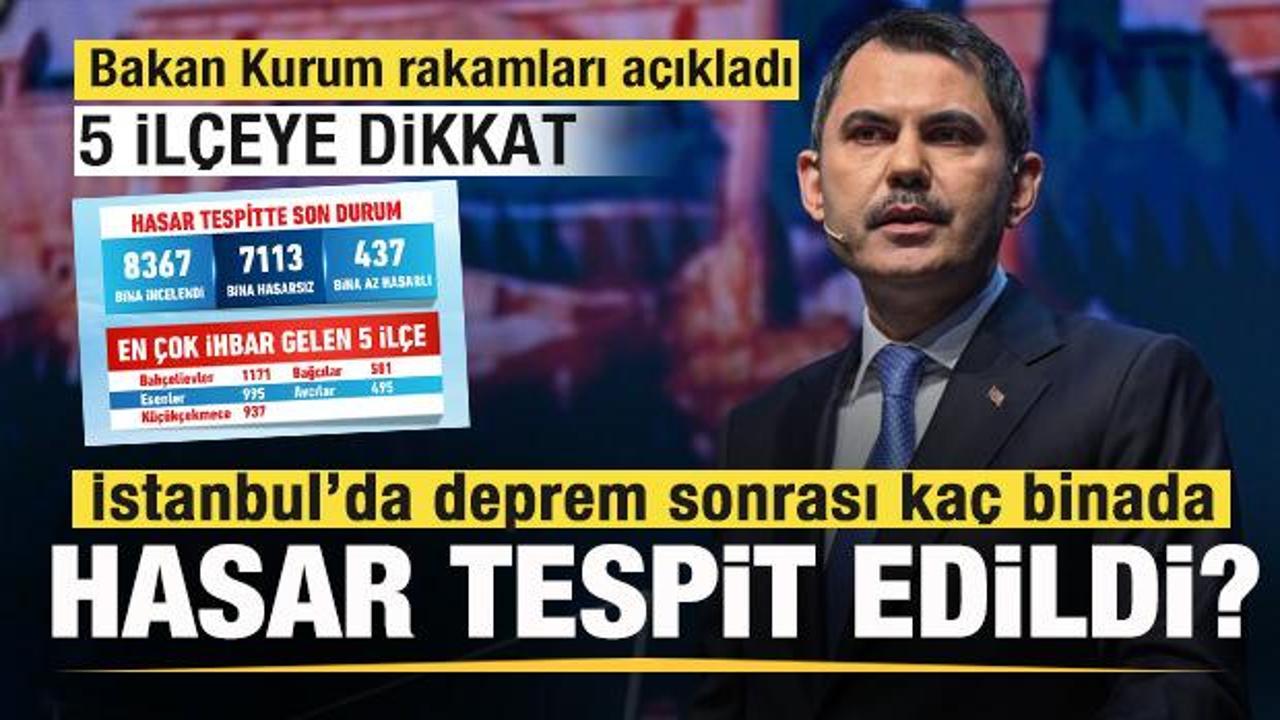 Bakan Kurum, İstanbul depreminde son durumu açıkladı! Kaç binada hasar tespit edildi?