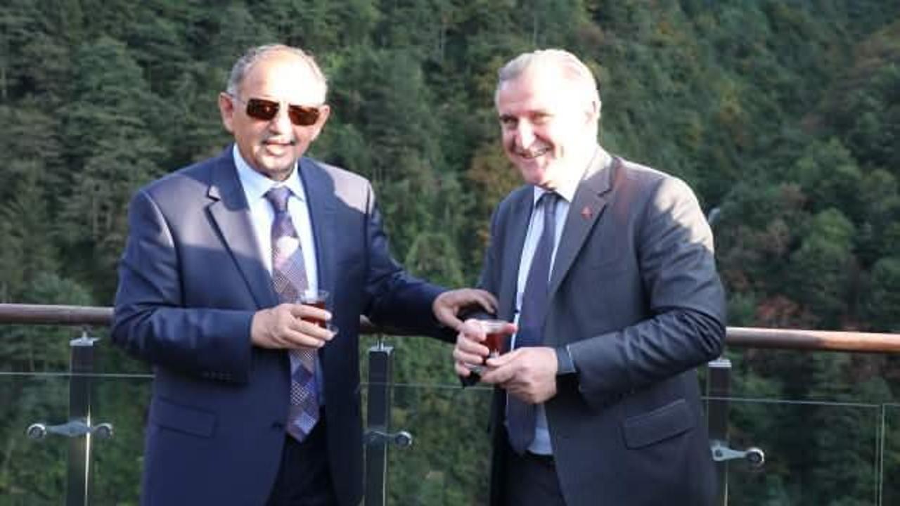 Bakanlar Özhaseki ve Bak, Rize'de incelemelerde bulundu
