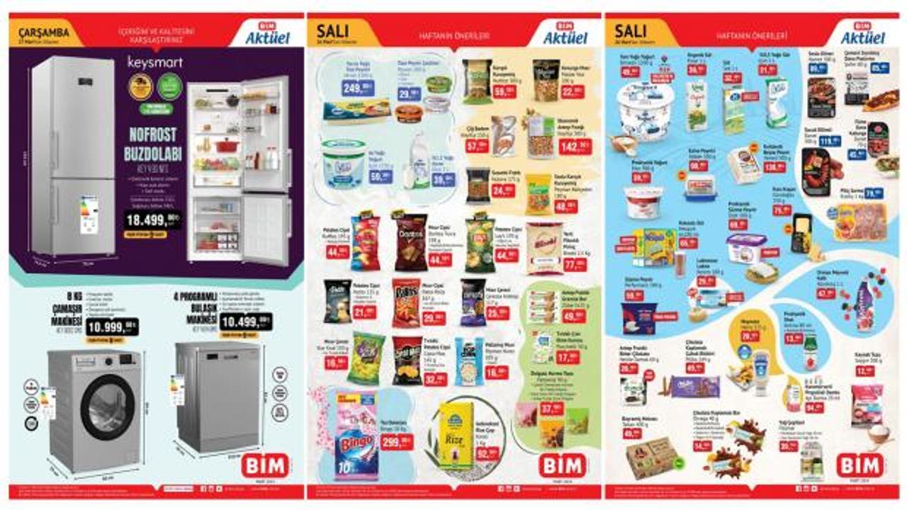 BİM 26-27 Mart 2024 Kataloğu Yayınlandı! Inox buzdolabı, çamaşır kurutma makinesi, şarküteri...
