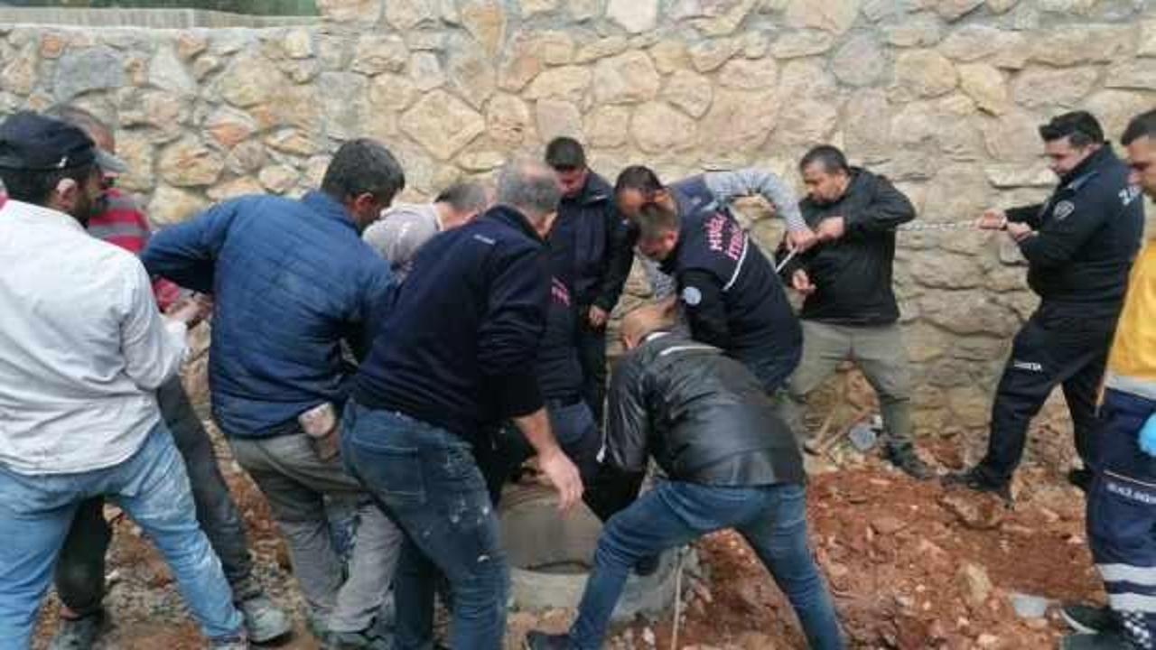 Bodrum'da bir vatandaş 4 metre derinliğindeki beton büze düştü!