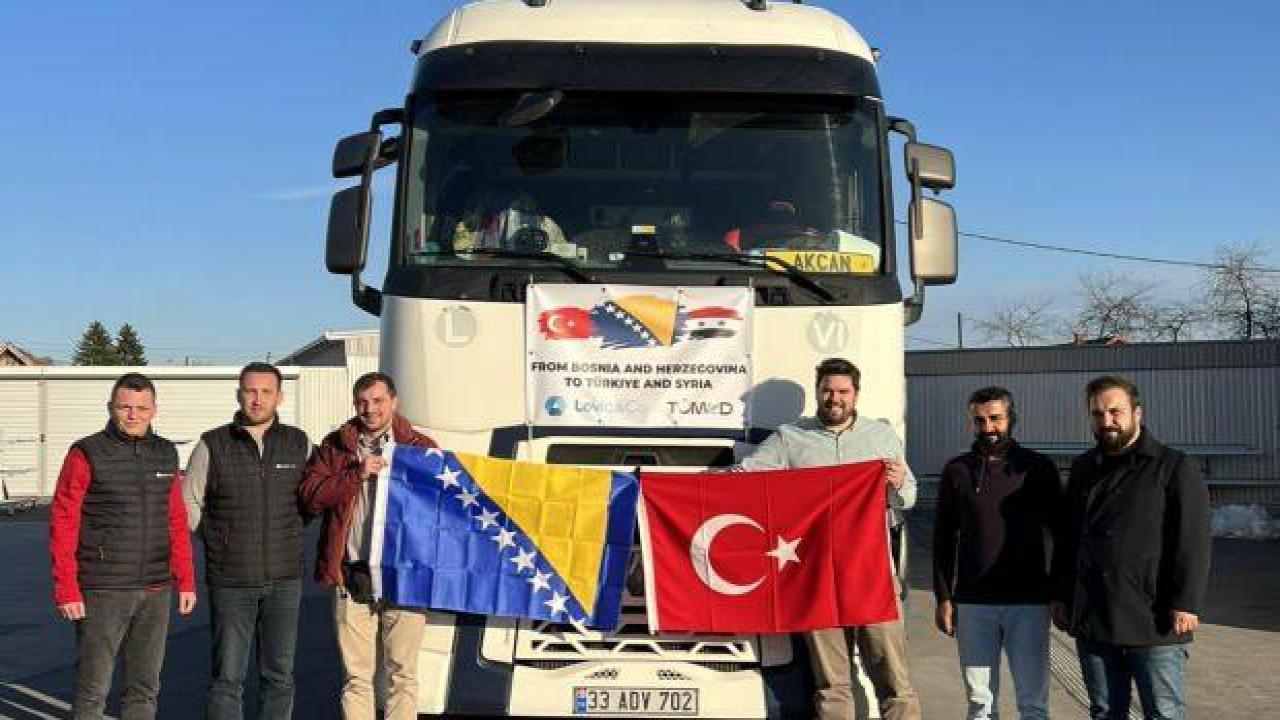 Bosna Hersek Türkiye Mezunları Derneği'nden depremzedelere yardım TIR'ı