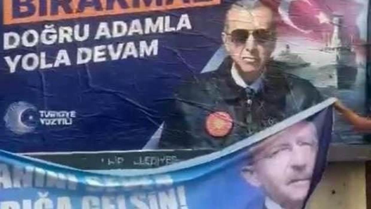 CHP’li belediyeden Cumhurbaşkanı Erdoğan’ın afişlerine çirkin saldırı