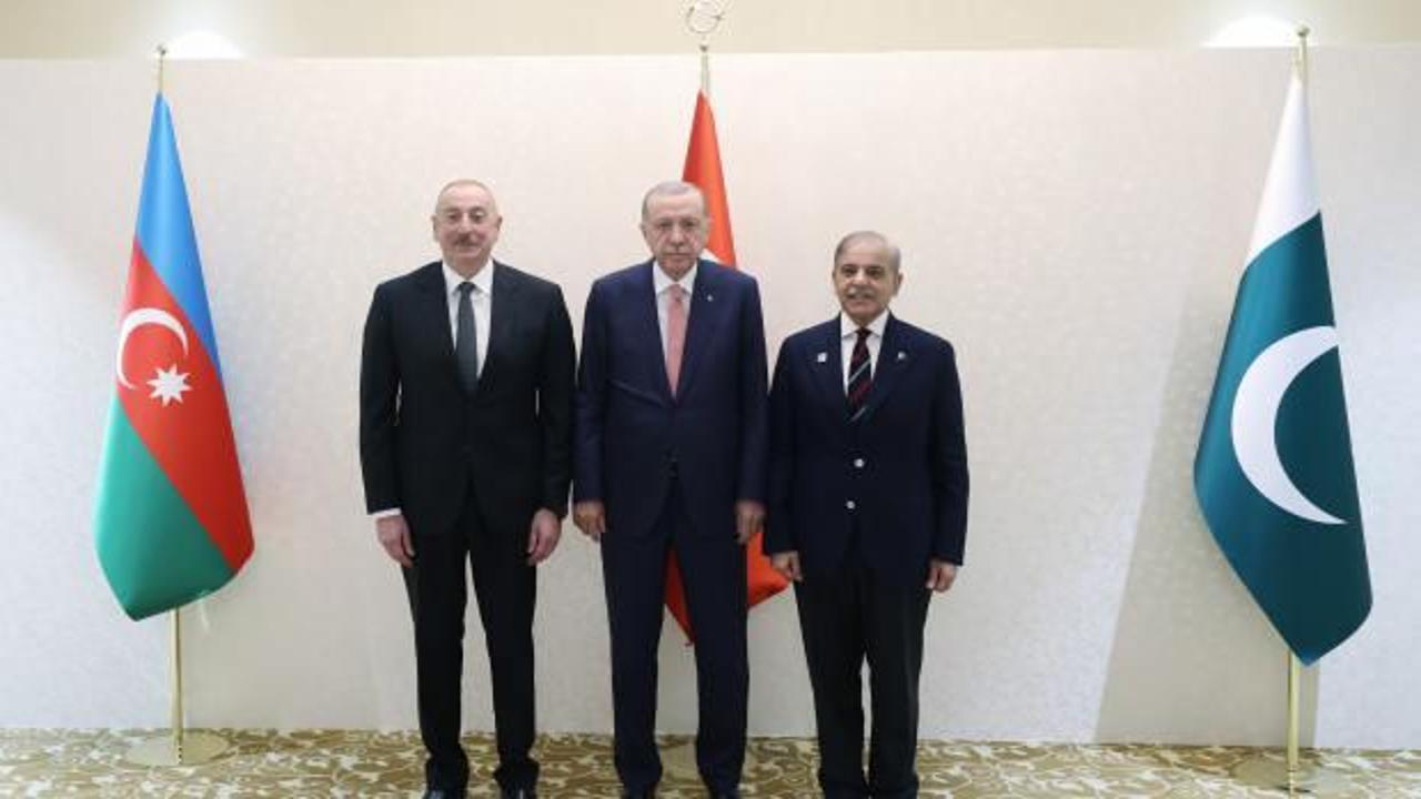 Cumhurbaşkanı Erdoğan, Aliyev ve Şerif ile üçlü toplantı yaptı