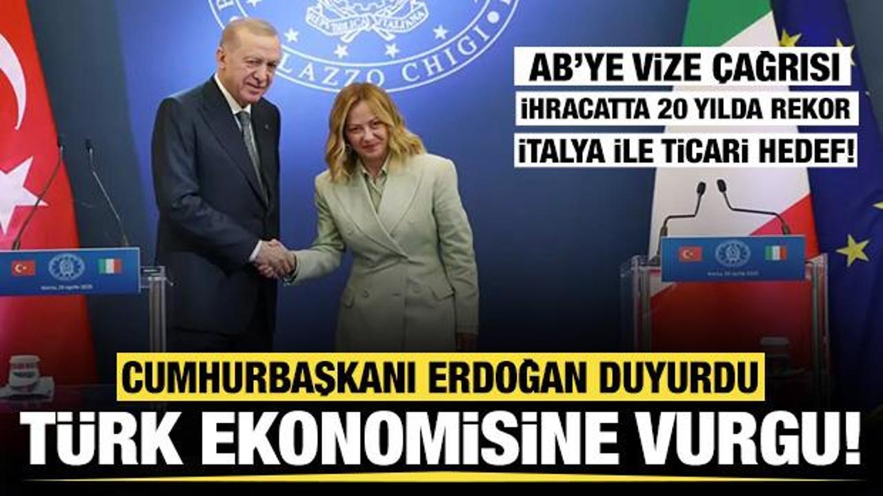 Cumhurbaşkanı Erdoğan: İtalya ile ticaret hedefimiz 40 milyar dolar
