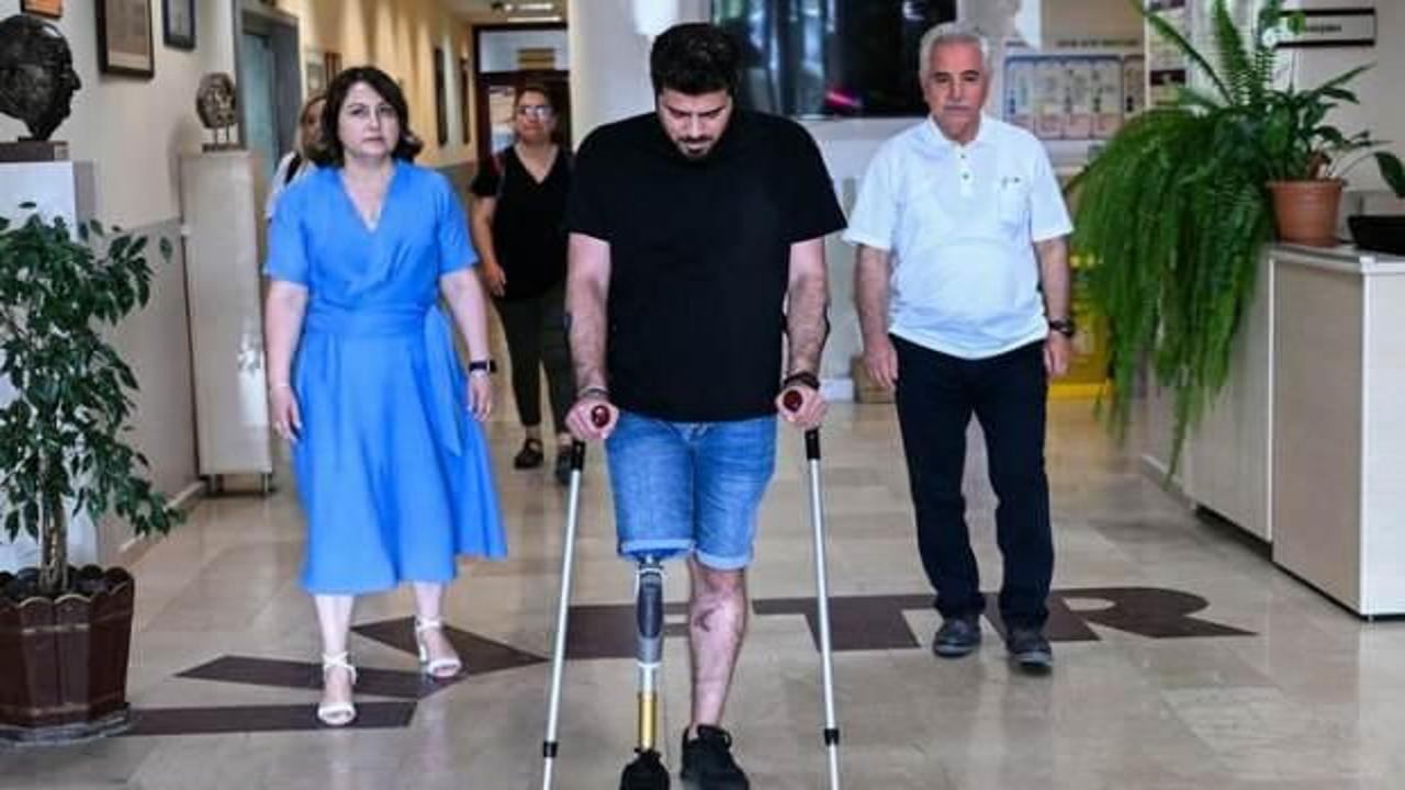 Depremde bacağını kaybetmişti! 5 ay sonra tekrar ayağa kalktı