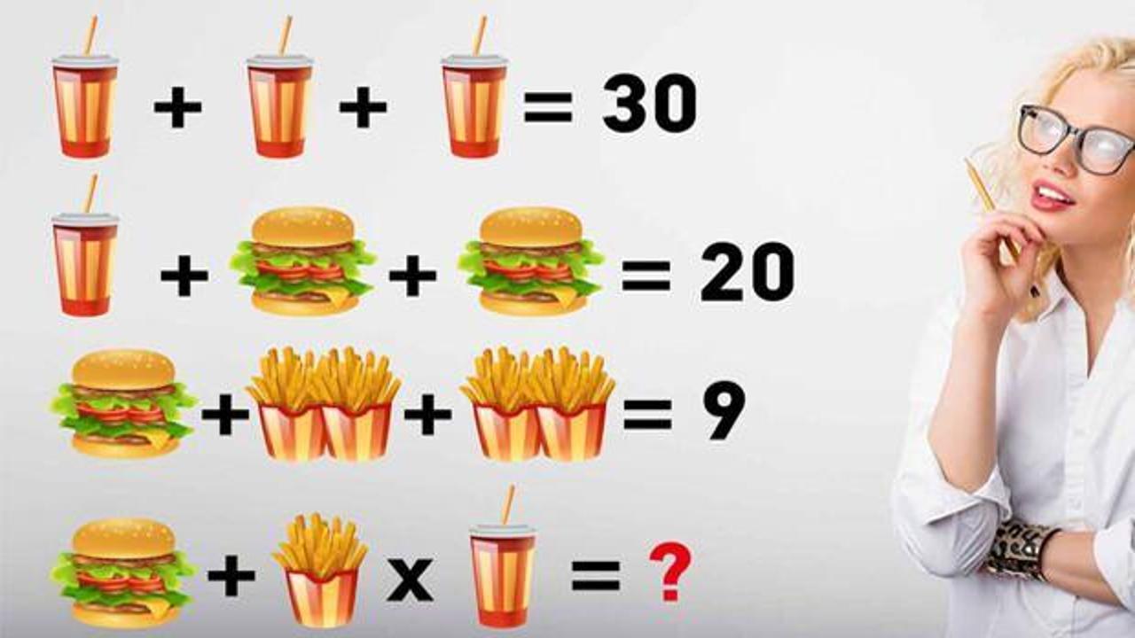 Eğlenceli matematik bulmacası ile zihinsel açlığınızı bastırın: Her yiyeceğin değerini bularak denklemi 20 saniyede çözebilir misiniz?