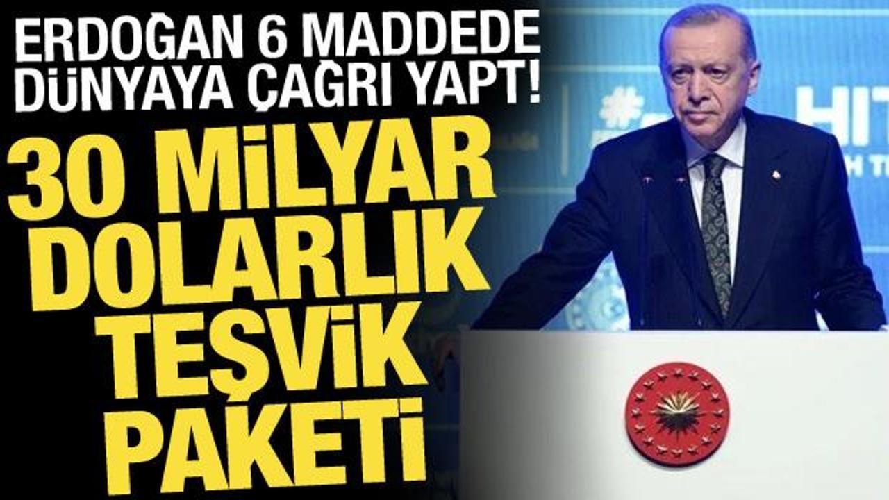Erdoğan 6 maddede dünyaya çağrı yaptı! 30 milyar dolarlık teşvik