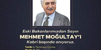 Eski Bakan Mehmet Moğultay Vefatının 8. Yılında Kabri Başında Anılacak