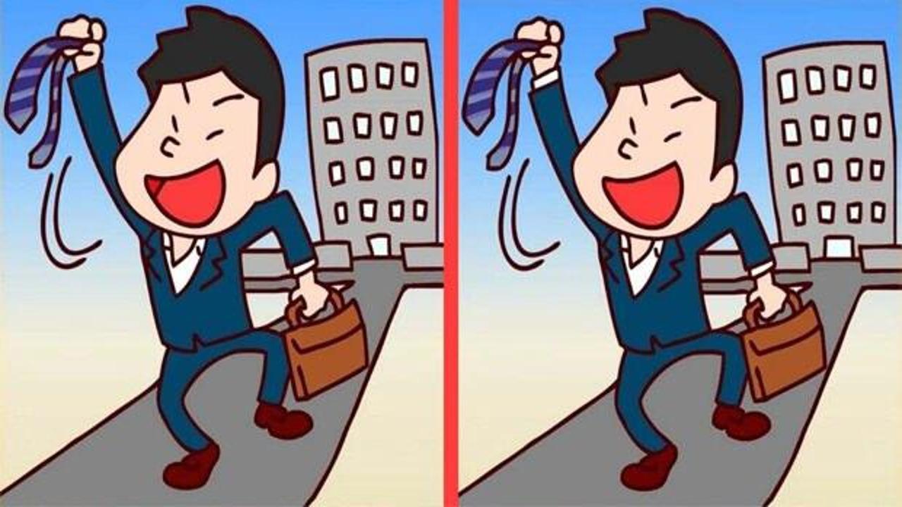 Evine dönme sevinciyle iş yerinden çıkan ofis çalışanına ait iki görsel arasındaki 3 farkı 10 saniyede bulabilir misin?