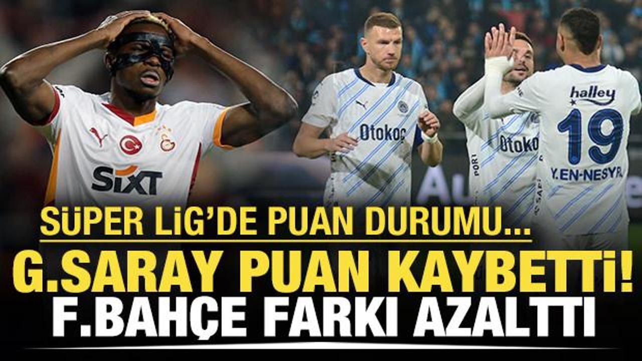 Galatasaray puan kaybetti! Fenerbahçe farkı azalttı! Süper Lig'de puan durumu