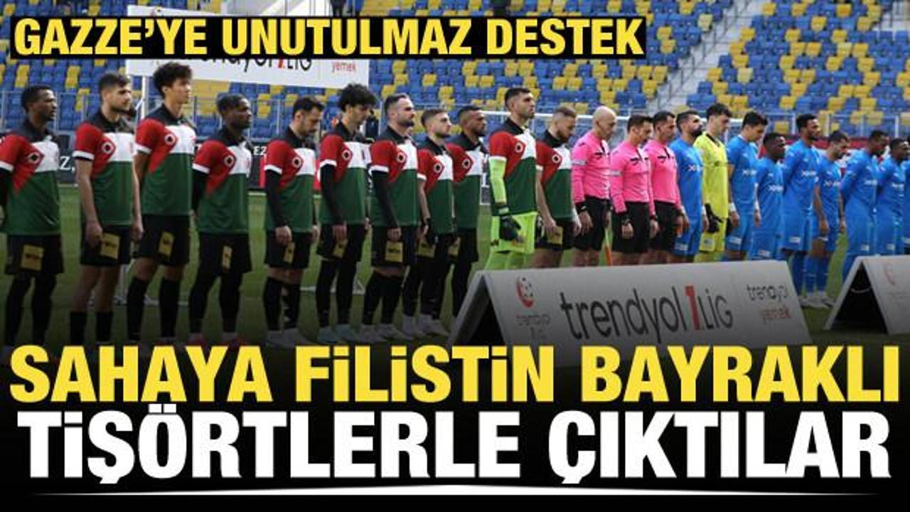 Gençlerbirliği'nden Gazze desteği! Maça Filistin bayraklı tişörtle çıktılar