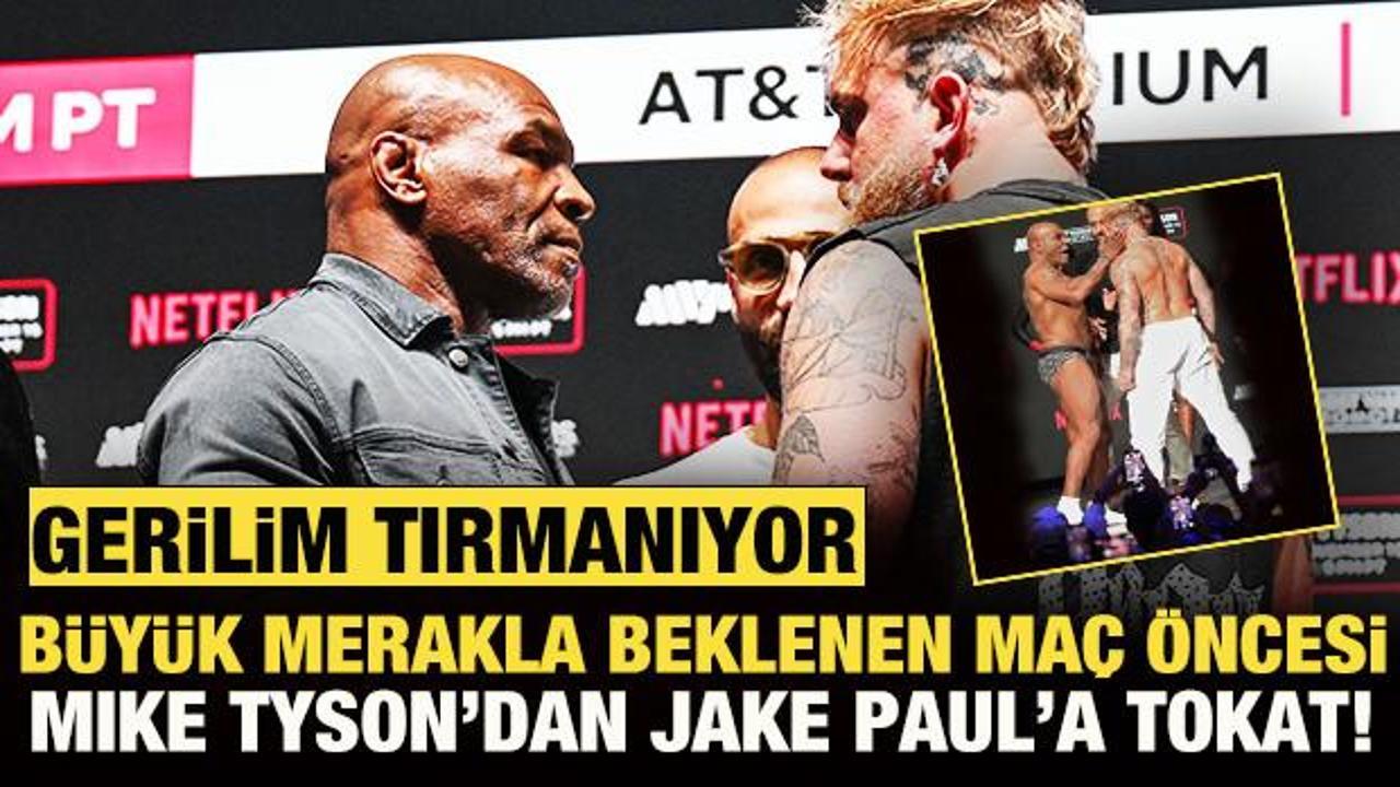 Herkesin beklediği maç öncesi Mike Tyson'dan Jake Paul'a tokat!