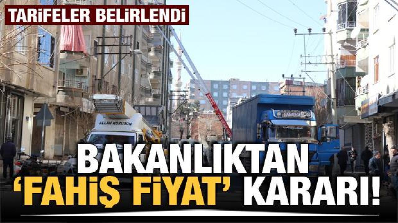 İçişleri Bakanlığı deprem bölgesindeki nakliye firmalarının taşıma tarifelerini belirledi