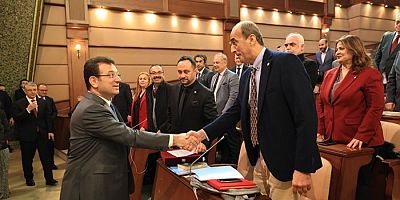 İMAMOĞLU, HATAY HEYETİNİ TARİHİ MECLİS SALONU’NDA AĞIRLADI