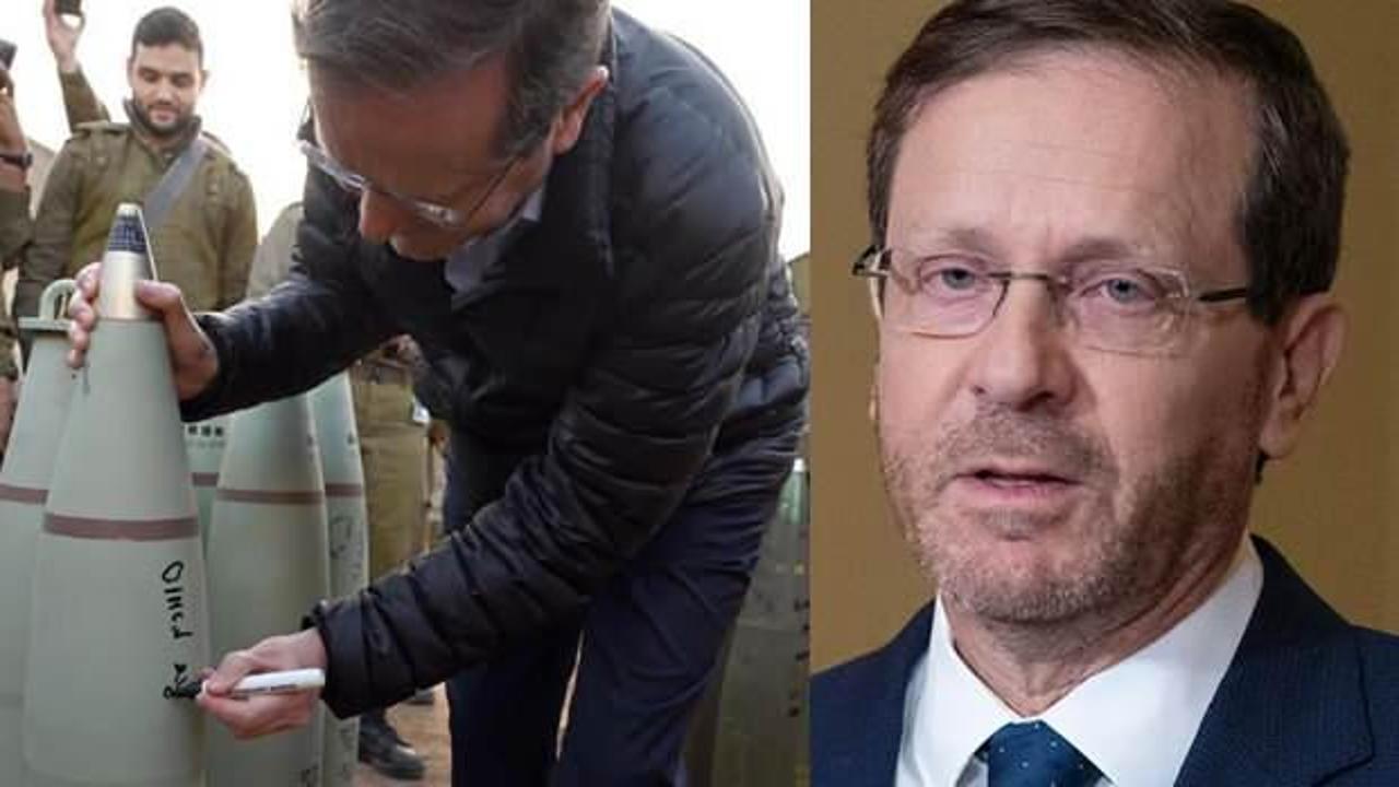 İsrail Cumhurbaşkanı'nın top mermisinin üzerine yazdığı mesaj tepki çekti