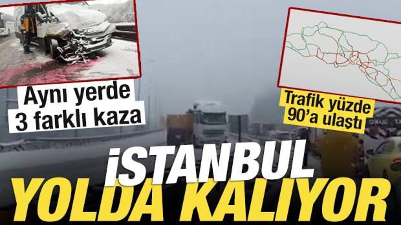 İstanbul yolda kalıyor! Trafik yüzde 90'a ulaştı, aynı noktada 3 farklı kaza oldu