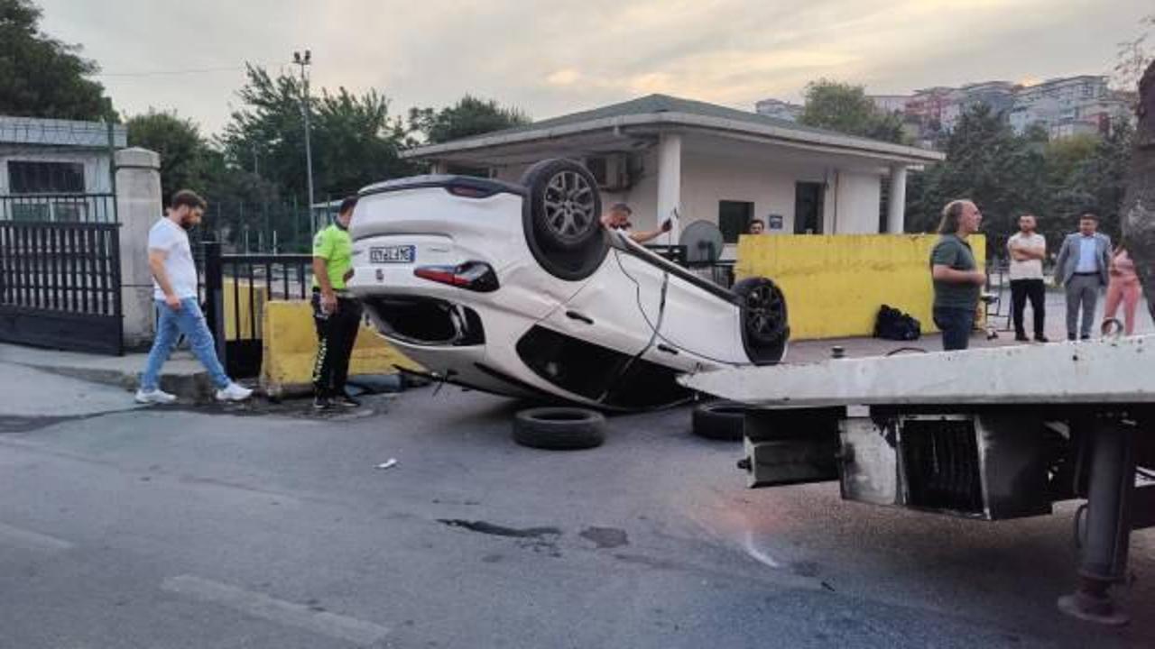 İstanbul'da kırmızı ışık ihlali sonrası otomobil takla atsa da bir mucize yaşandı