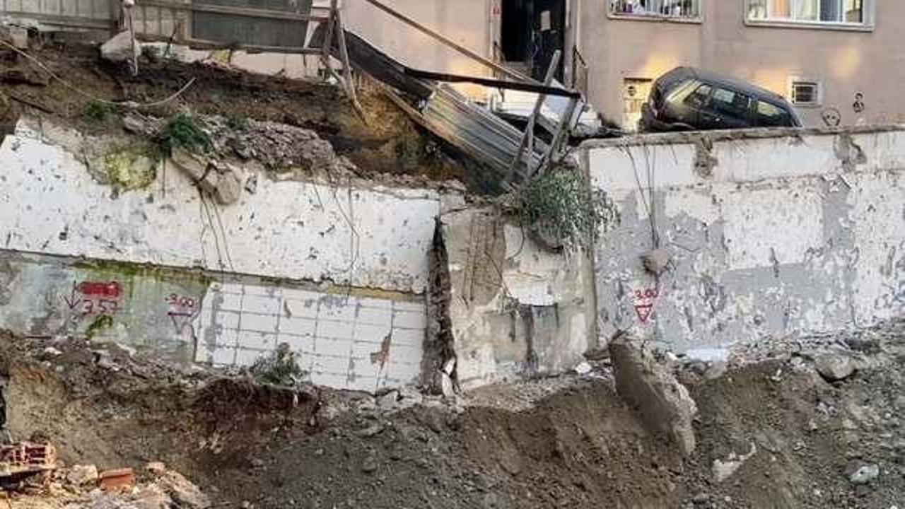 İstanbul'da temel kazma çalışmasında istinat duvarı çöktü