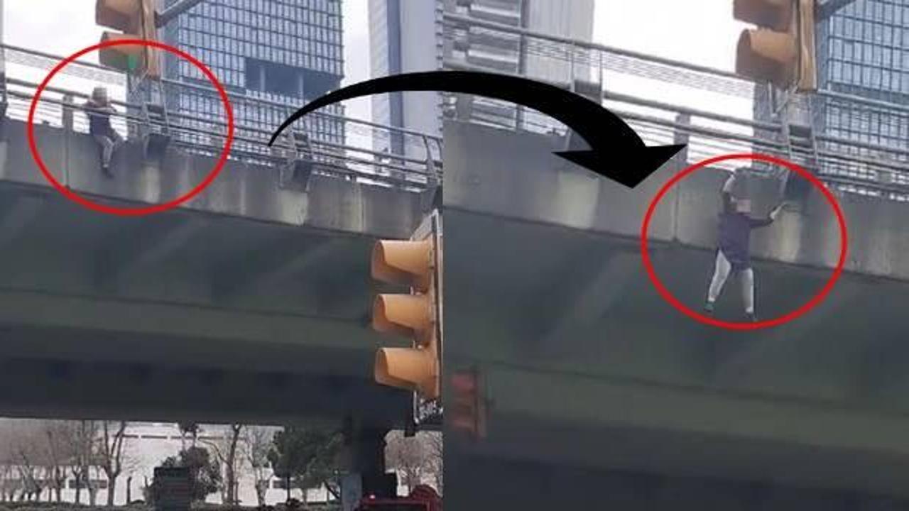 İstanbul'da yürekler ağza geldi: Viyadükten atladı, son anda...