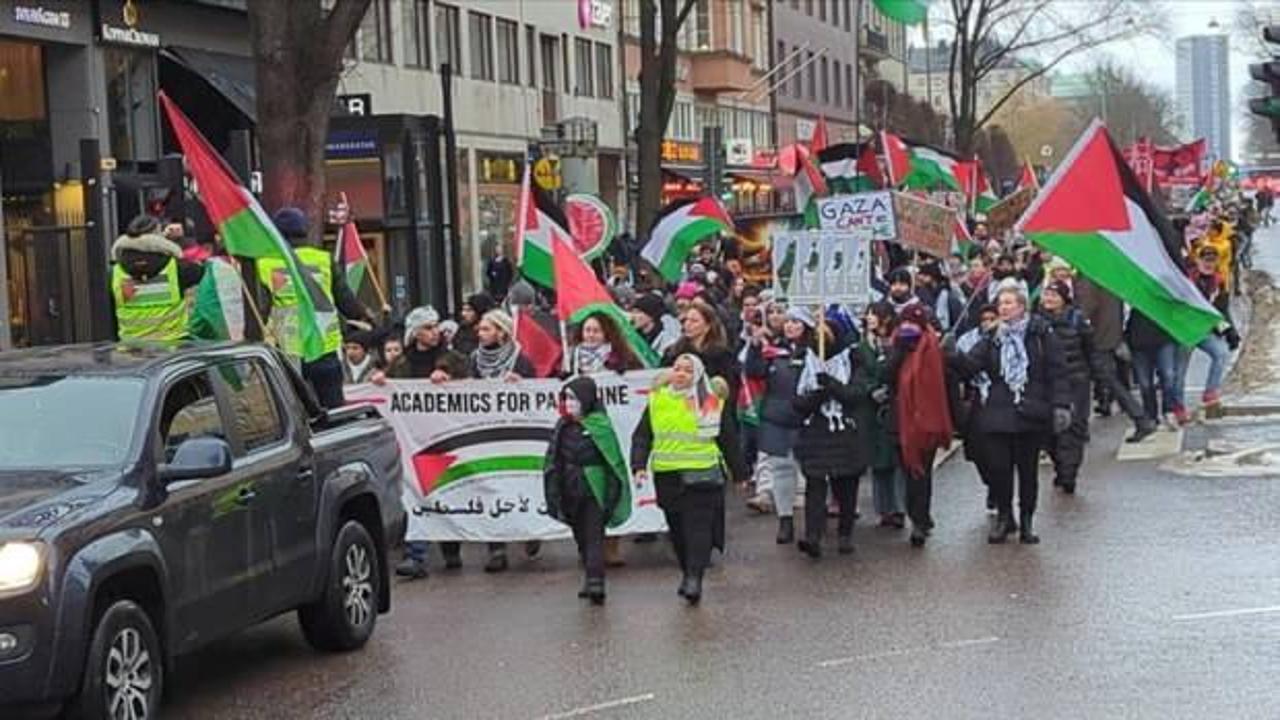 İsveç'te Filistin'e destek gösterisi düzenlendi