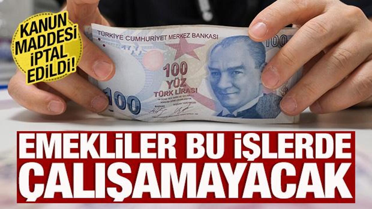 Kanun maddesi iptal edildi! Emekliler artık bu işlerde çalışamayacak