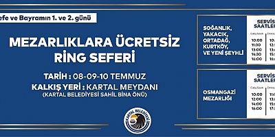 Kartal Belediyesi’nden Kurban Bayramı’nda Mezarlık Ziyareti Yapan Vatandaşlara Ulaşım Hizmeti 
