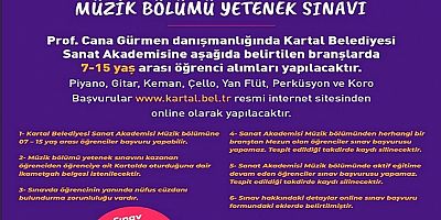 Kartal Belediyesi Sanat Akademisi Genç Yetenekleri Bekliyor