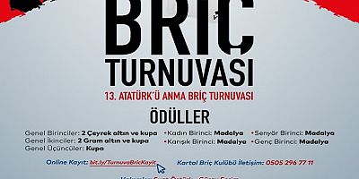 KARTAL’DA ‘13. ATATÜRK’Ü ANMA BRİÇ TURNUVASI’ HEYECANI YAŞANACAK