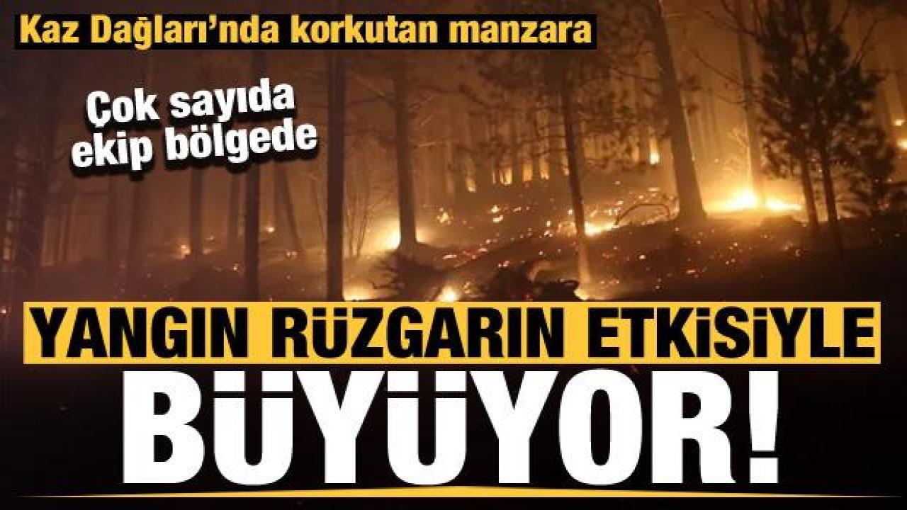 Kaz Dağları'nda korkutan yangın! Çok sayıda ekip bölgede