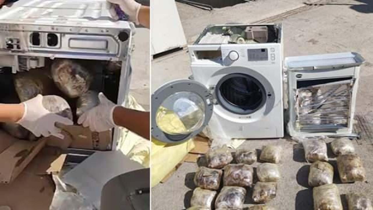 Konya'da çamaşır makinesine gizlenmiş uyuşturucu bulundu