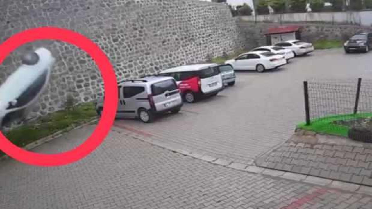 Korkunç ölüm kamerada! İstinat duvarından site bahçesine düştü