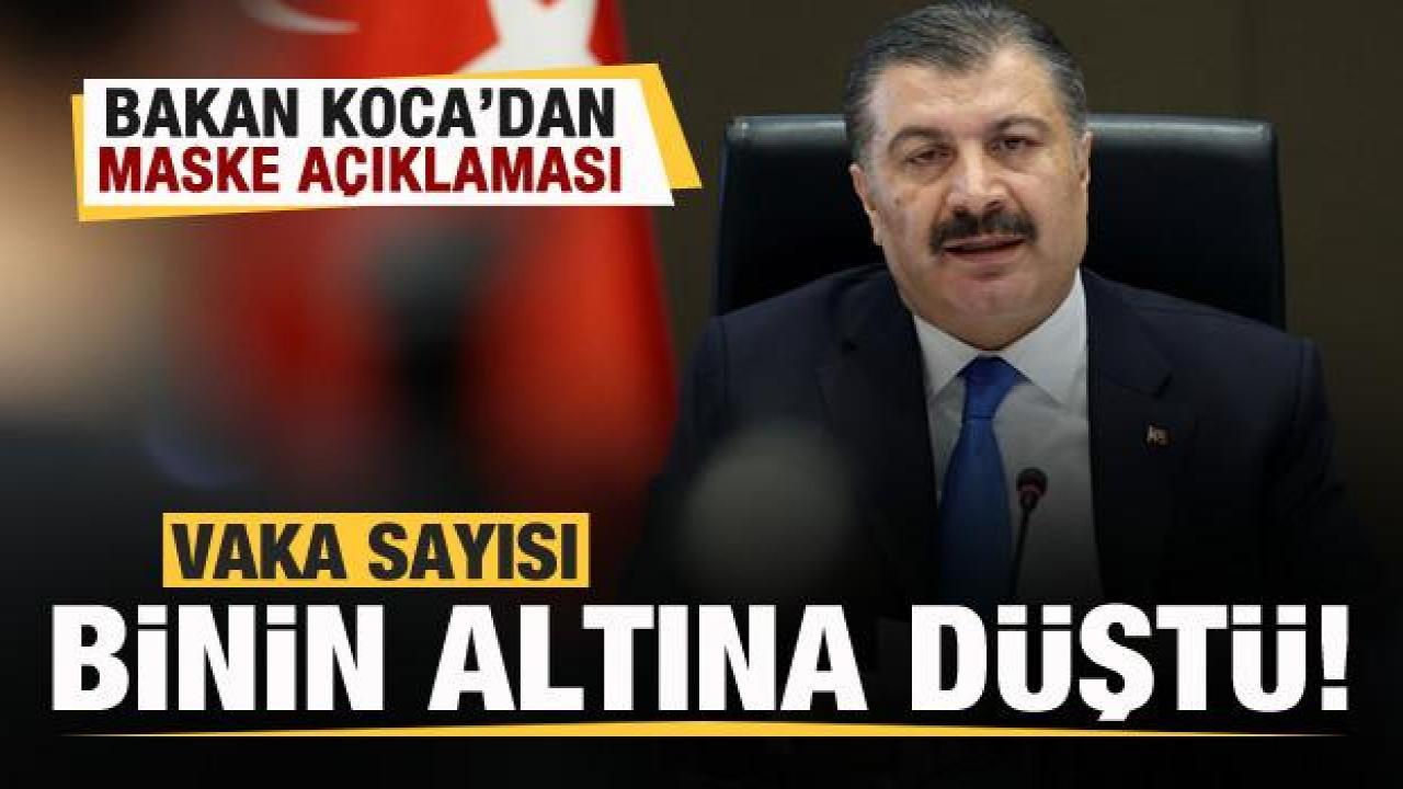 Koronavirüs tablosu açıklandı! Vaka sayısı binin altında! Bakan Koca'dan maske açıklaması