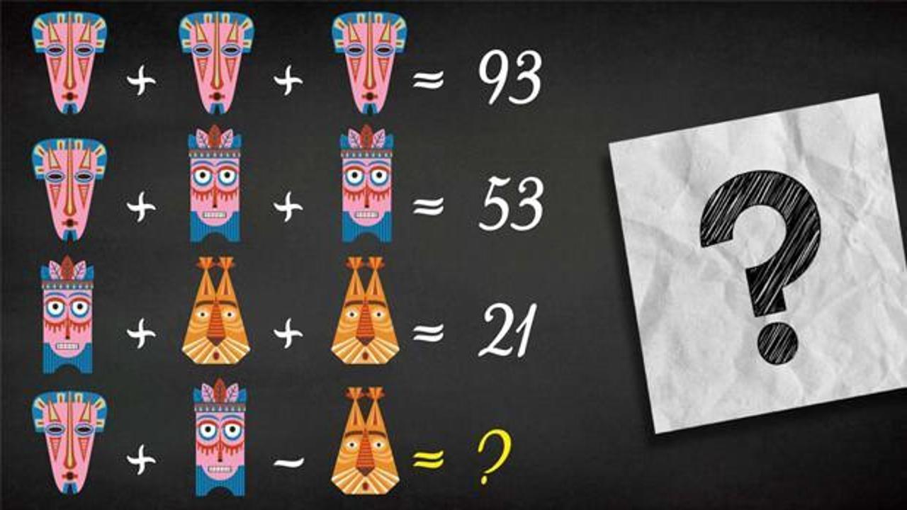 Matematik becerinizi gösterin: Şekillerin sayısal değerlerini bularak verilen denklemin sonucunu çözebilir misin?