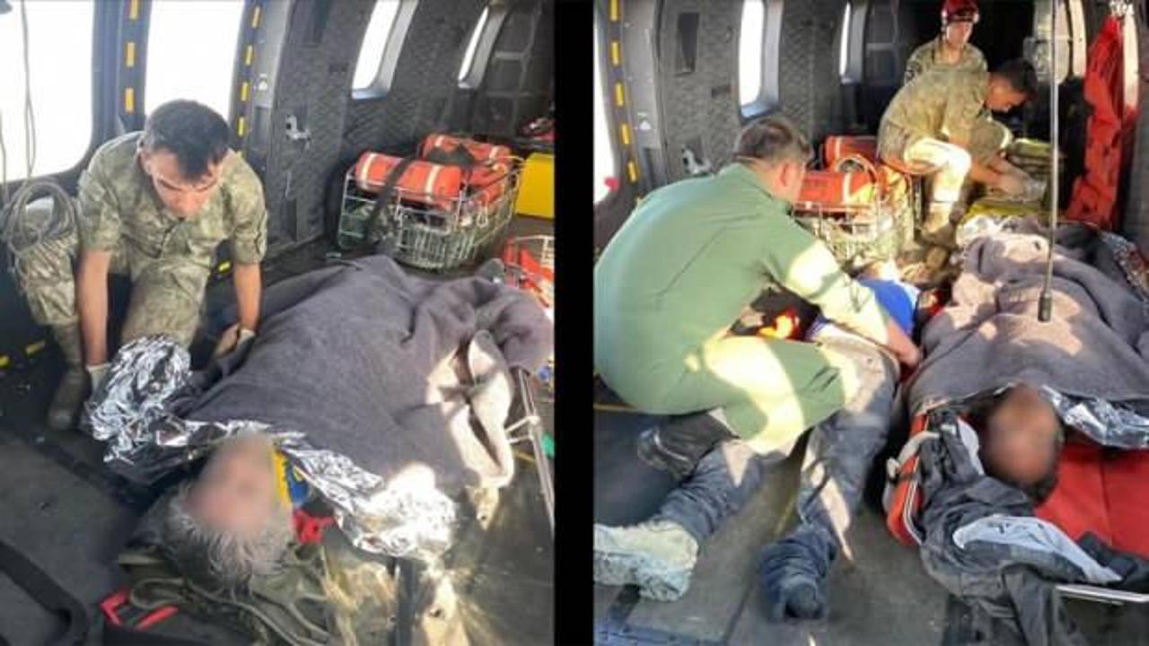 Mehmetçik, kayalıklardan düşen dağcıyı helikopterle kurtardı